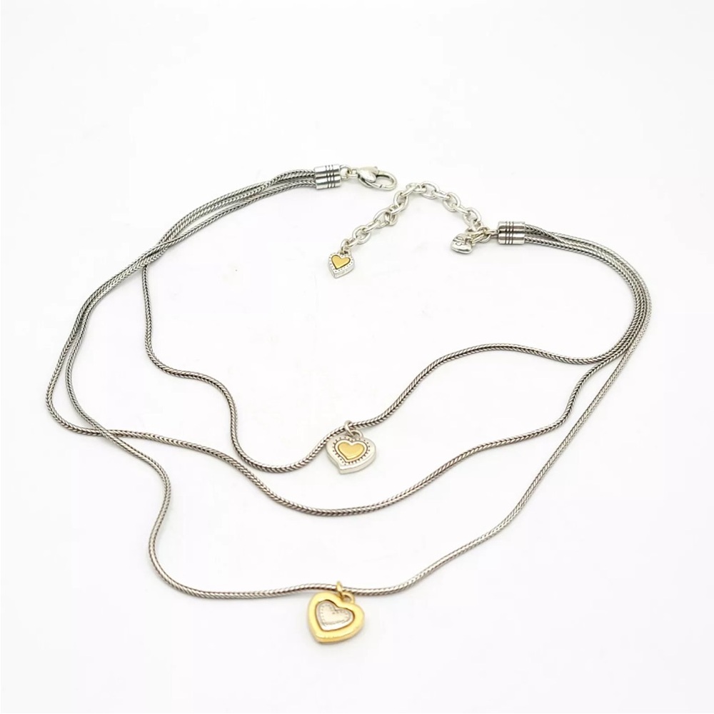BRIGHTON Layered Necklace Choker Heart Pendants Reversible Love Fashion Jewelry - Picture 5 of 10